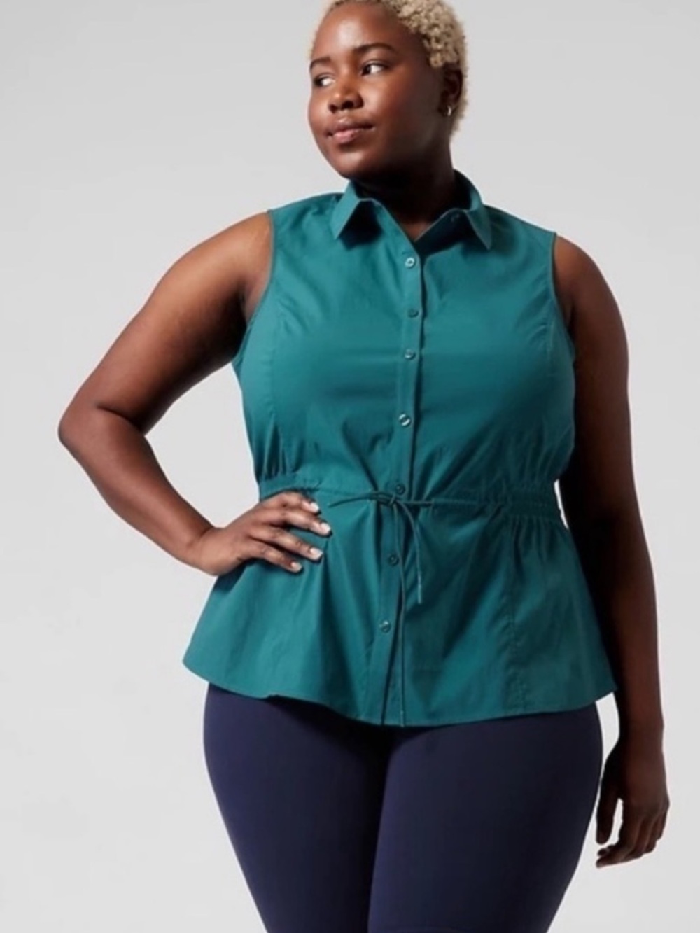 Athleta Women’s Teal Levitate Poplin Tank in a size 1X